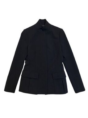 The Row Navy Blue Virgin Wool Standing Collar Minimalist Coat Jacket Size 10